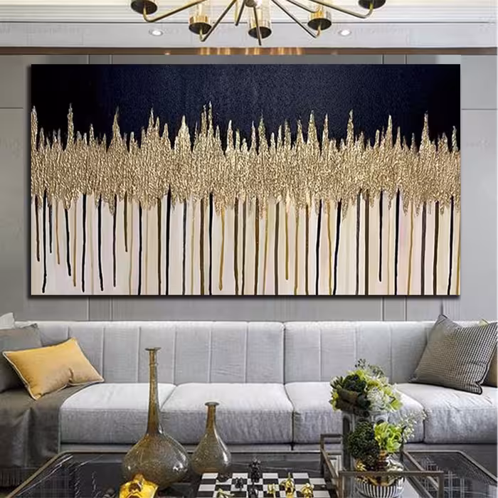 تابلو نقاشی ورق طلا طرح دگوراتیو کد 0102