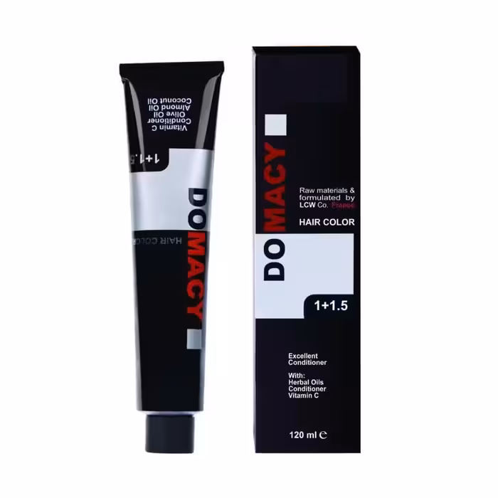 رنگ مو دوماسی شماره 4.00 حجم 120 میلی لیتر رنگ قهوه ای متوسط به همراه اکسیدان کد 01 شش درصدی حجم 180 میلی لیتر 