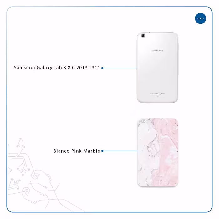 برچسب پوششی ماهوت مدل Blanco-Pink-Marble مناسب برای تبلت سامسونگ Galaxy Tab 3 8.0 2013 T311
