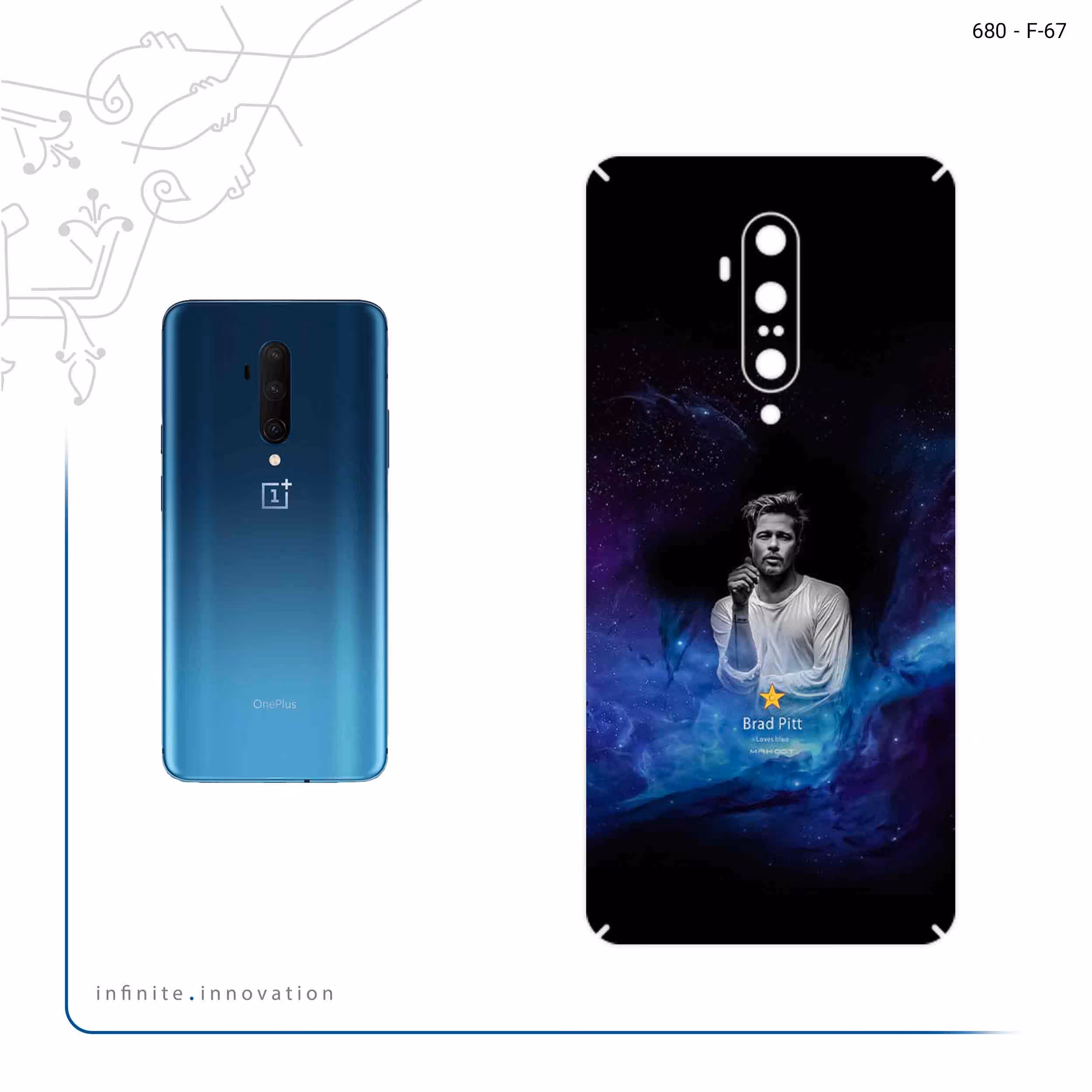 برچسب پوششی ماهوت مدل Brad Pitt مناسب برای گوشی موبایل وان پلاس 7T Pro