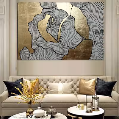 تابلو نقاشی ورق طلا مدل رز کد 390