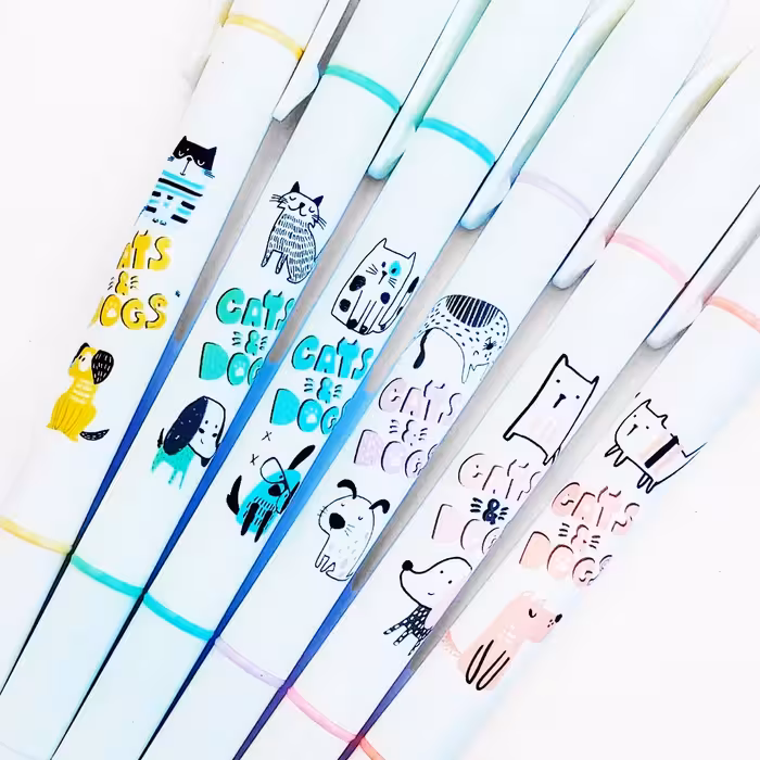 ماژیک علامت گذار مدل گربه سگ بسته 6 عددی