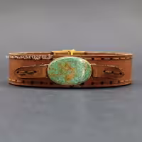 دستبند چرم فیروزه نیشابور (کد119)