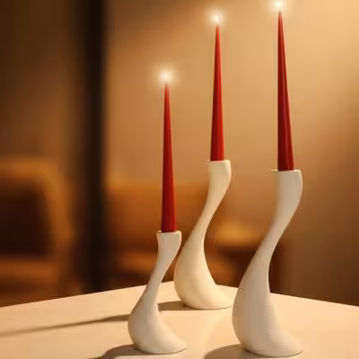 جاشمعی دکوری سه‌شعله مدل انحنای مدرن