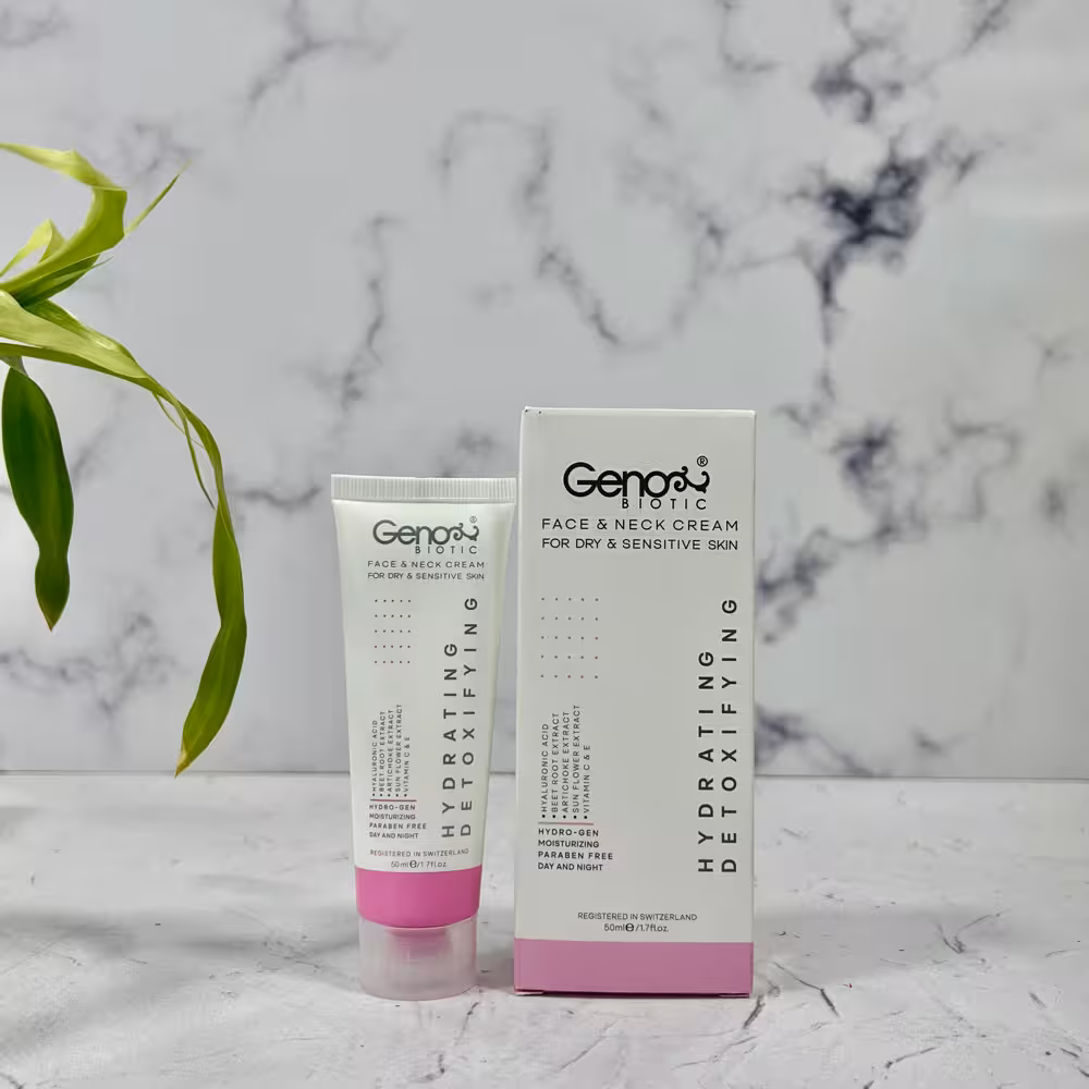 کرم رطوبت رسان صورت و گردن ژنوبایوتیک پوست خشک و حساس 50 میلی لیتر