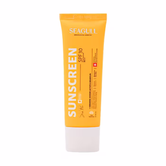 کرم ضد آفتاب بی رنگ SPF30 سی گل مناسب برای پوست نرمال تا خشک 50میلی لیتر | Seagull Sunscreen SPF30 cream