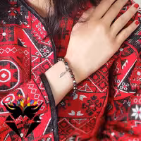 دستبند یاقوت گارنت و حدید همراه با آویز کد D_1146