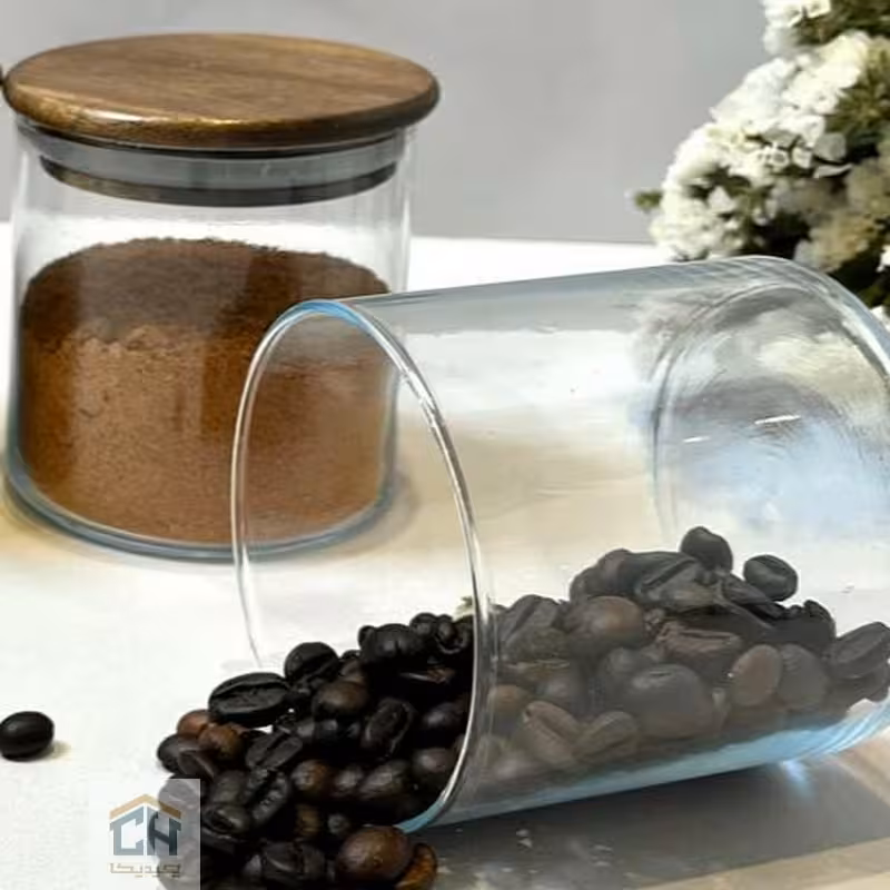 بانکه شیشه ای 8*8 درب چوبی مدل 80808 ACA