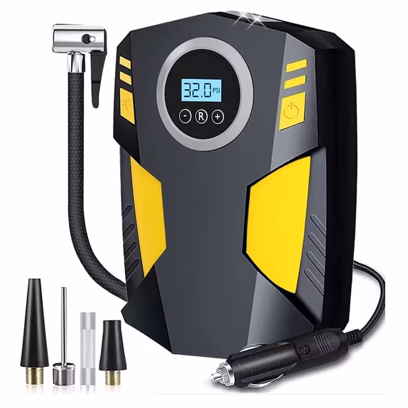 کمپرسور باد لاستیک دیجیتال با توقف خودکار  قابل حمل 12 ولت