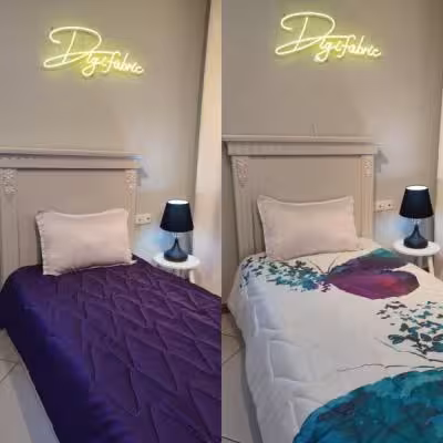 لحاف یک نفره طرح پروانه بنفش و ابی