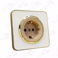 پریز برق ارت دار اسپیناس طلایی زه سفید با میانی بژ