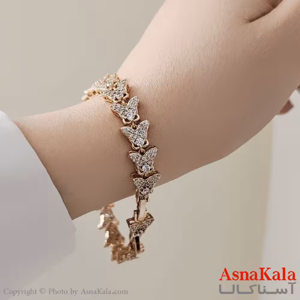 دستبند زنانه ترند برند ژوپینگ مدل پروانه نگینی   کد DSB18723W