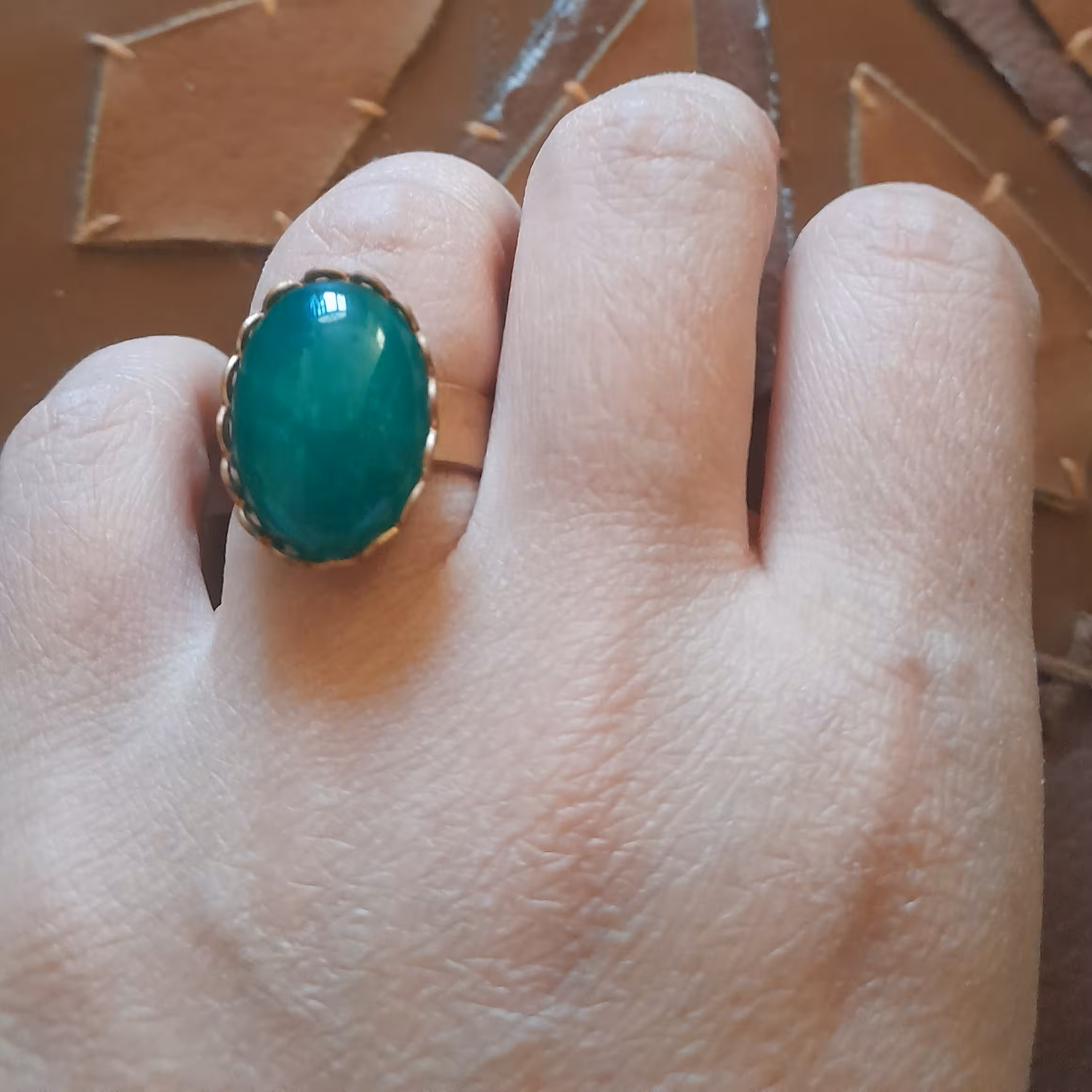 انگشتر مسی با سنگ سبز