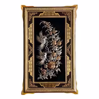 تابلو قلم زنی 50در80 عمودی اثر استاد جعفری با قاب خاتم کاری اعلا