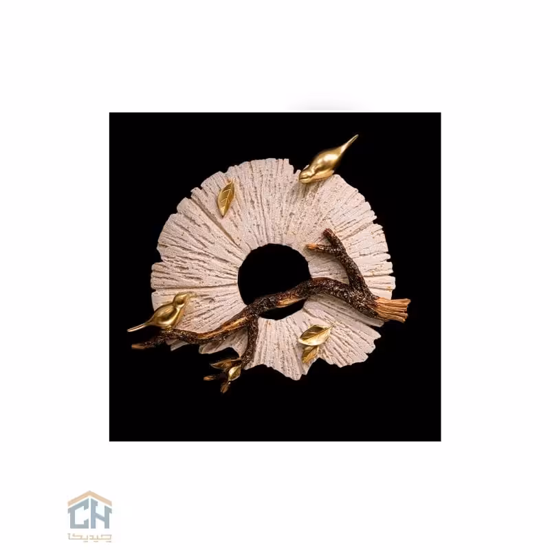 تابلو مربع گلدکیش طرح پرنده طلایی مدل 2-3230