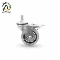 چرخ بیمارستانی طوسی پیچی گردان ترمزدار قطر 100 میلی متر