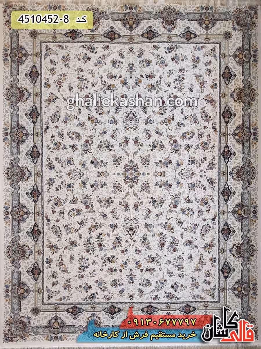 فرش 1500 شانه طرح بهار زمینه کرم کاشان – گل برجسته