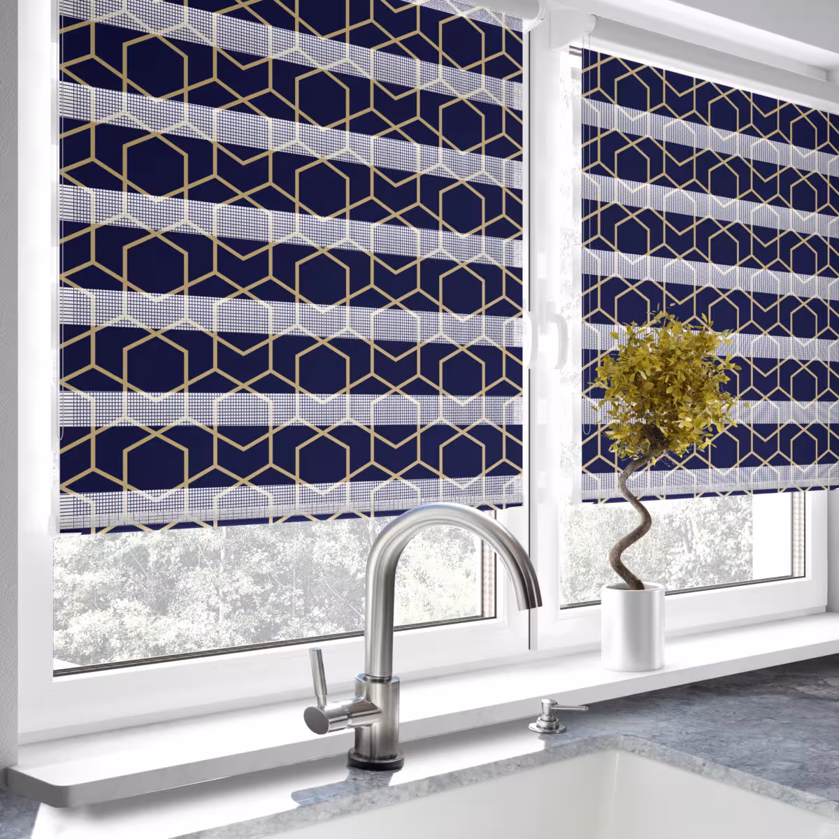 پرده زبرا طرح هندسی آشپزخانه کد 1743