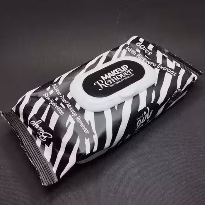 دستمال مرطوب 60 برگ ارایشی بانیو مدل راه راه گوره خری /