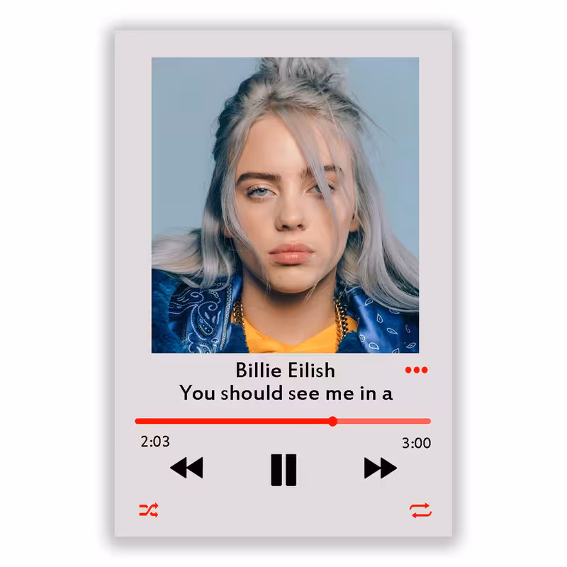 تابلو شاسی مدل موزیک آرت طرح بیلی ایلیش Billie Eilish you should see me in a crown کد MP3-2 | دنیای قاب