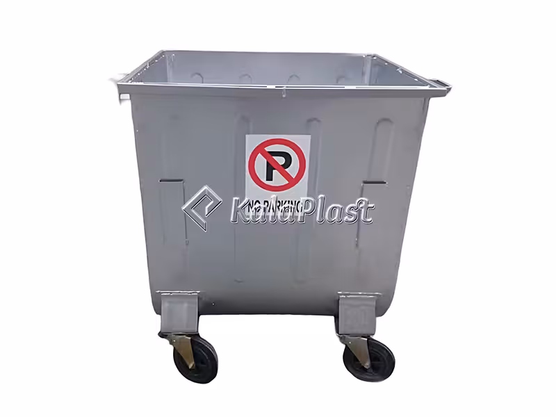 سطل زباله گالوانیزه 660 لیتری محدب بدون درب