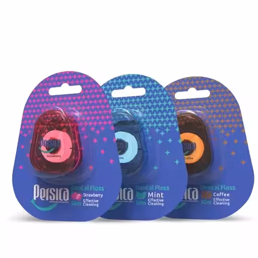 نخ دندان پرسیکا با طعم توت فرنگی، قهوه، نعنا (50 متر)