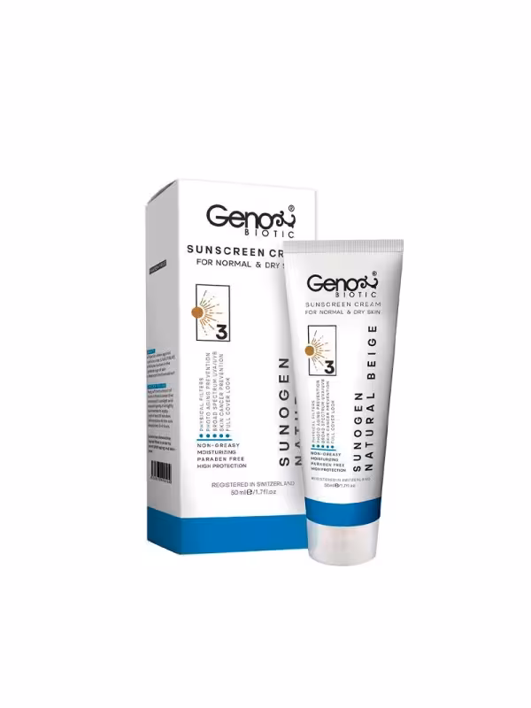 کرم ضد آفتاب ژنوبایوتیک SPF 50 بژطبیعی