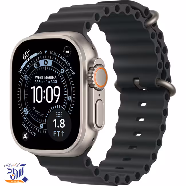 اپل واچ اولترا نسل 3 تیتانیومی نچرال با بند مشکی اوشن