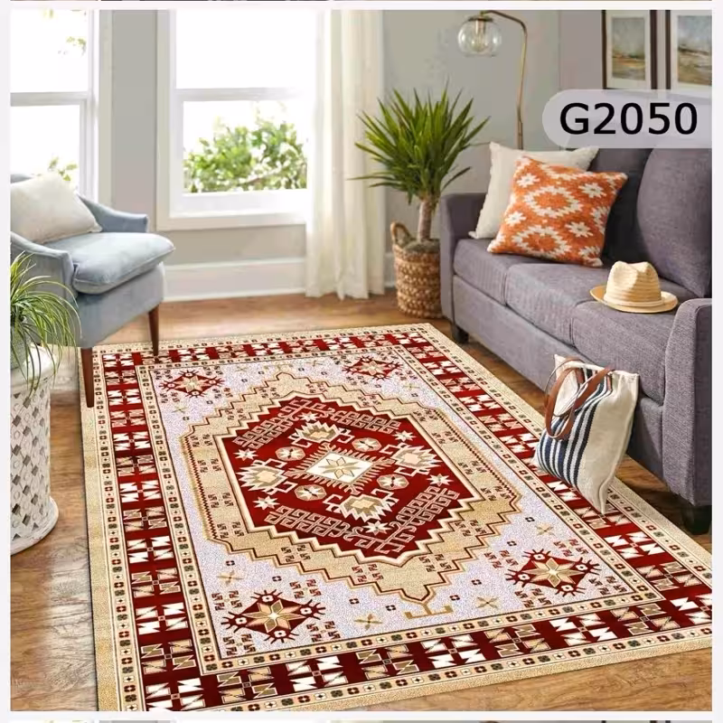 فرشینه مخمل ترک هازان 4متری طرح گبه سنتی وطراحی زیبا