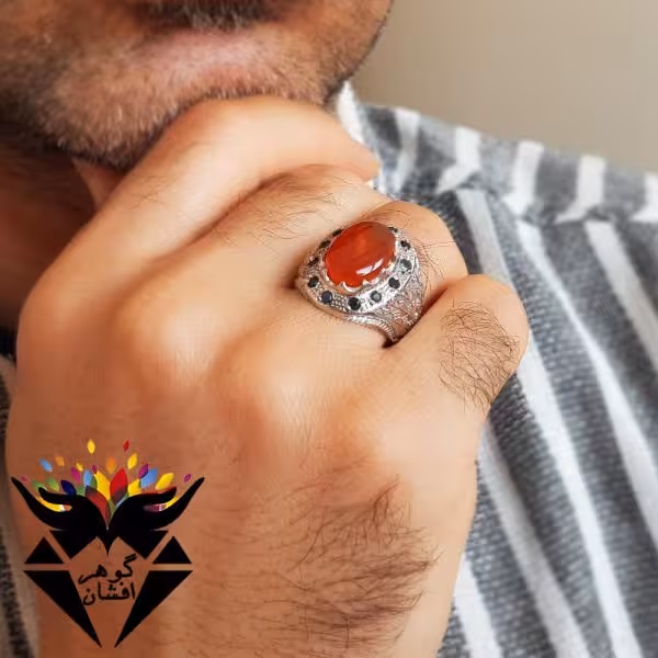 انگشتر عقیق یمنی شرف الشمس اصل دست ساز فاخر کد R_2300