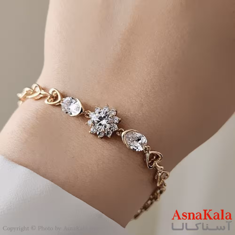 دستبند زنانه ترند برند ژوپینگ مدل نگین گل درخشان کد DSB18725W