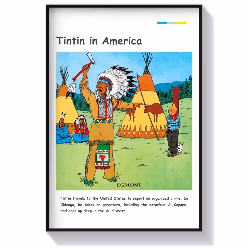 تابلو دکوراتیو طرح کتاب تن تن در آمریکا