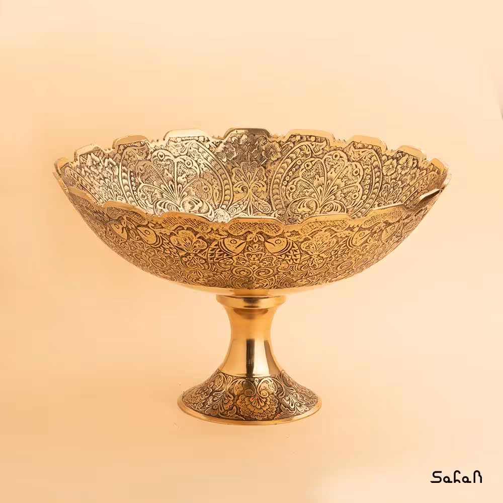 میوه خوری برنجی هندی طلایی مدل کنگره