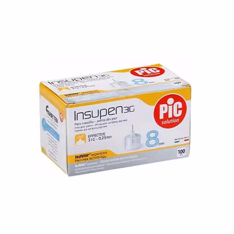 سرسوزن PiC سایز 8 میلی متری/ گیج 31 بسته 100عددی