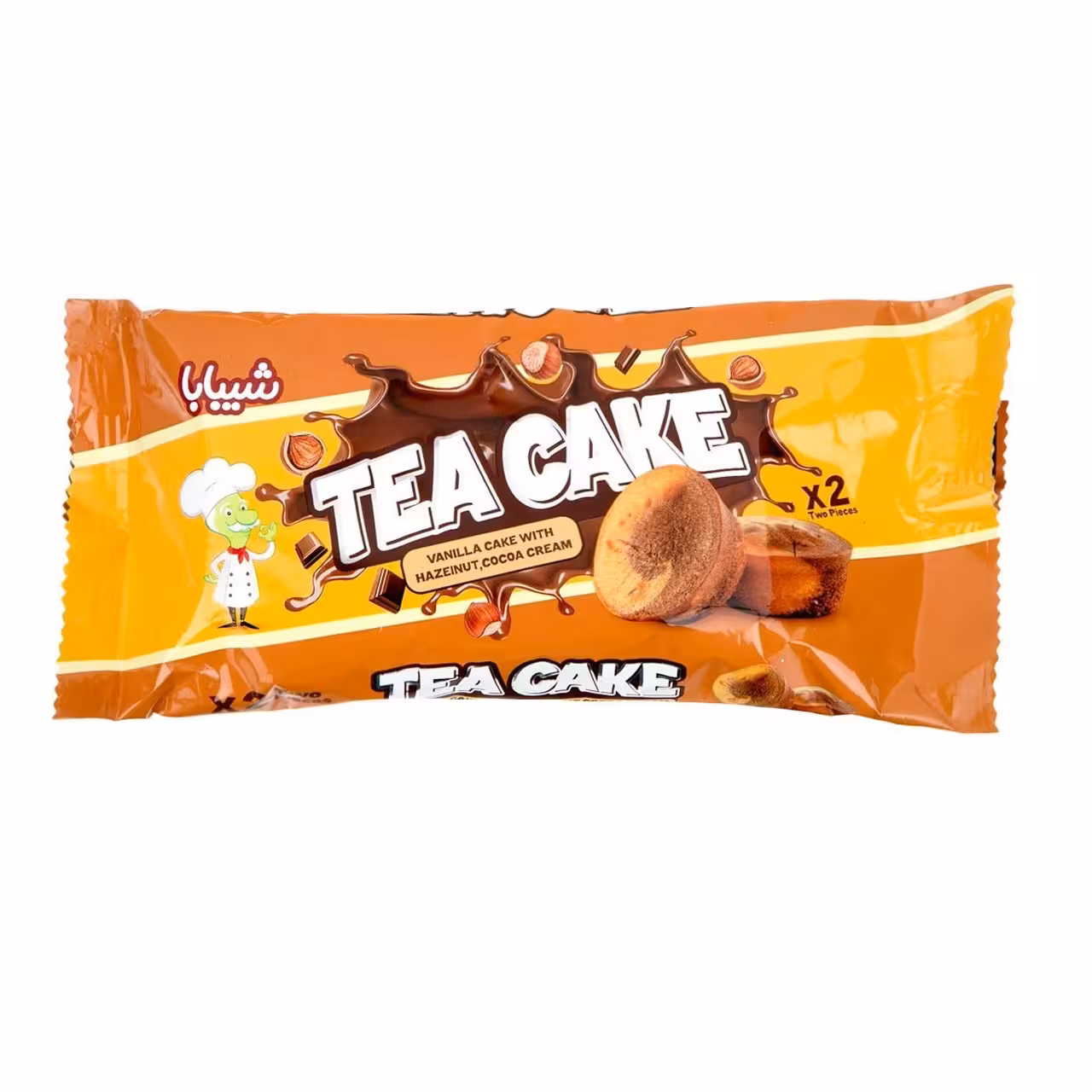 کیک دو قلو با مغز کرم کاکائو تی کیک شیبابا 60 گرمی 36 عددی