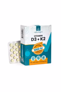 قرص ویتامین D3 و K2 برند Naturagen - بسته 60 عددی