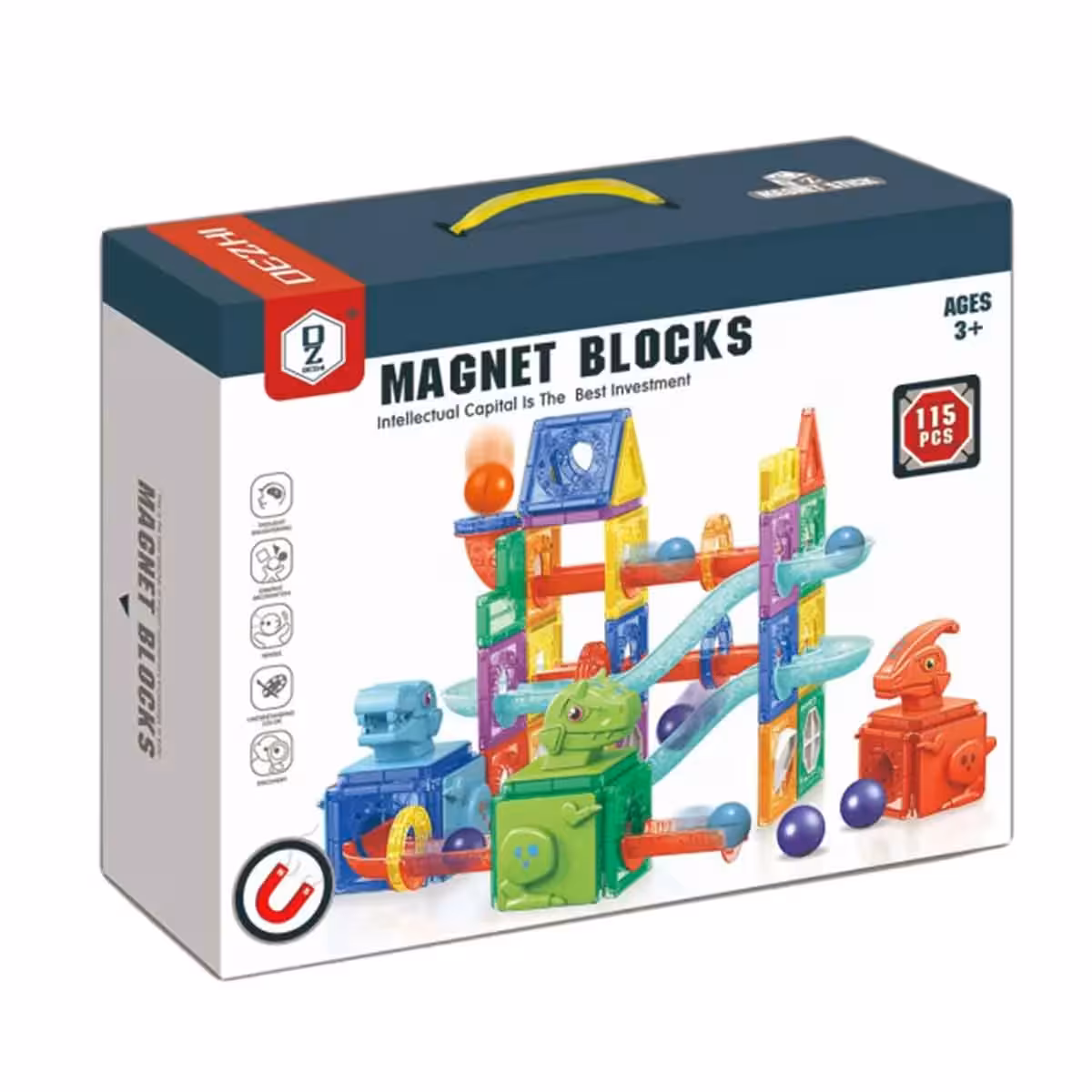 مگنت شیشه ای 115 قطعه مدل manet blocks کد HD128A