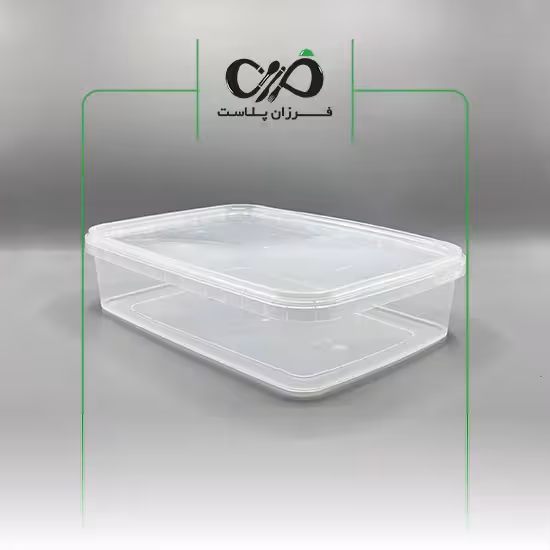 ظرف یکبار مصرف مایکروویوی مستطیل 2000cc پولاد پویش با درب بسته 5 عددی