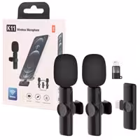 میکروفن یقه ای 2عددی  بیسیم شارژی Type-c,lightning  K11