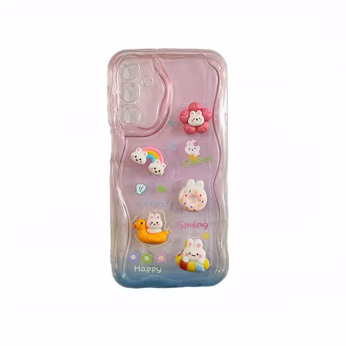 قاب گوشی سامسونگ A15 عروسکی برجسته موج دار شفاف زنانه-دخترانه