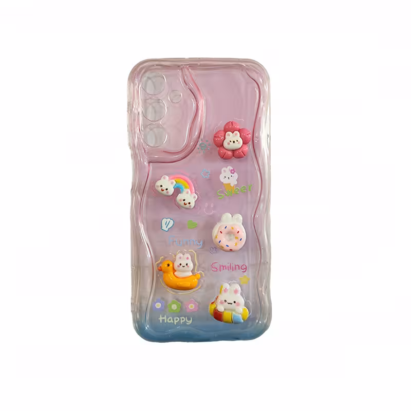 قاب گوشی سامسونگ A15 عروسکی برجسته موج دار شفاف زنانه-دخترانه