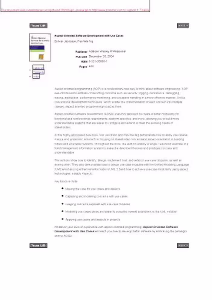 خرید و دانلود نسخه کامل کتاب Aspect-Oriented Software Development with Use Cases