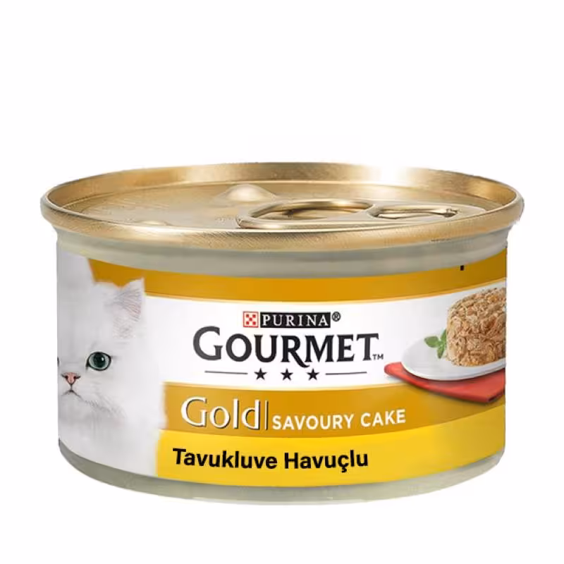 کنسرو گربه گورمت مدل کیک با طعم مرغ و هویج وزن 85 گرم