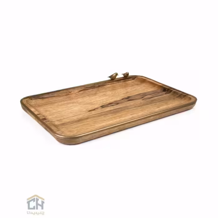 سینی چوب و برنج مستطیل متوسط گلدکیش طرح WOOD مدل GK829443
