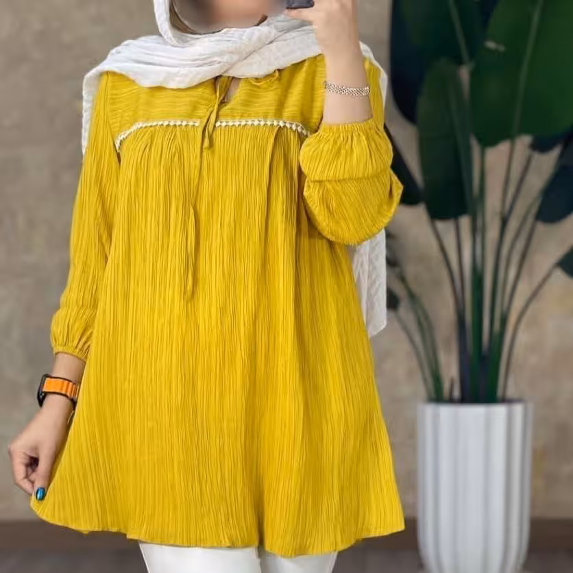 مانتو مدل ماهی جنس کراش درجه یک فقط سفیدس با خردلی موجوده هست