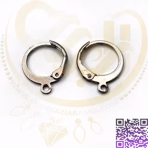 گوشواره استیل قفلی گرد نقره ای