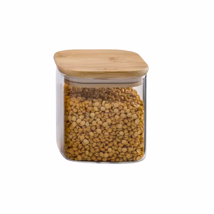 بانکه شیشه ای درب چوبی مربع 10 سانت یونیک کد UN-1764