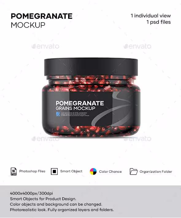 دانلود موکاپ دانه انار در بسته بندی