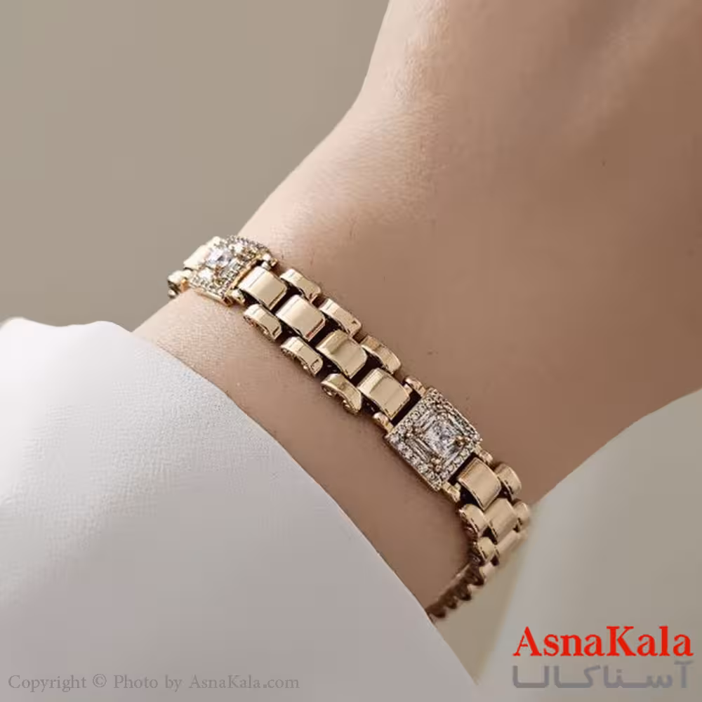 دستبند زنانه ترند برند ژوپینگ مدل زنجیری نگینی   کد DSB18728W