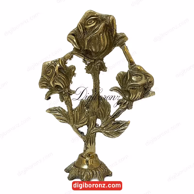 مجسمه برنجی برنزی رز 3شاخه